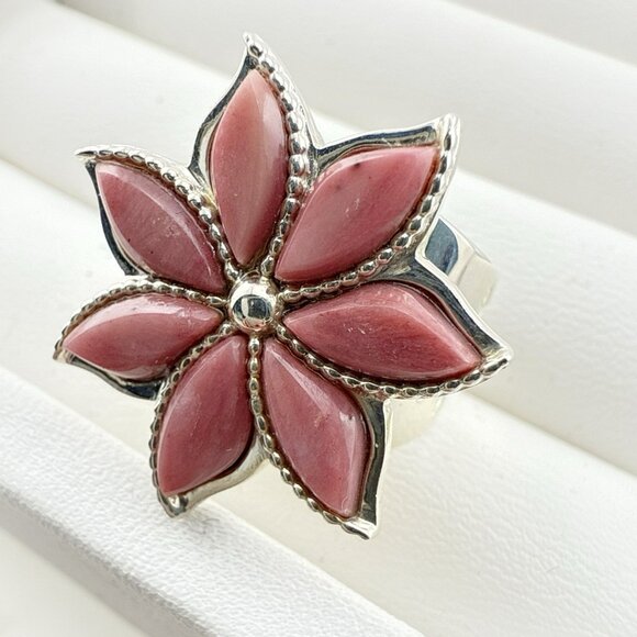 Jay King Sterling Silver Campitos Turquoise Flower Ring | HSN Jay King Ring Ginger Flower Stone Pink Starburst size 6.5 Sterling Silver 925